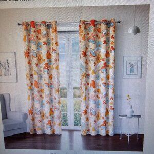 Peach Coral Mushroom Hippie Boho Funky Psychedelic "70s" Curtain Panels